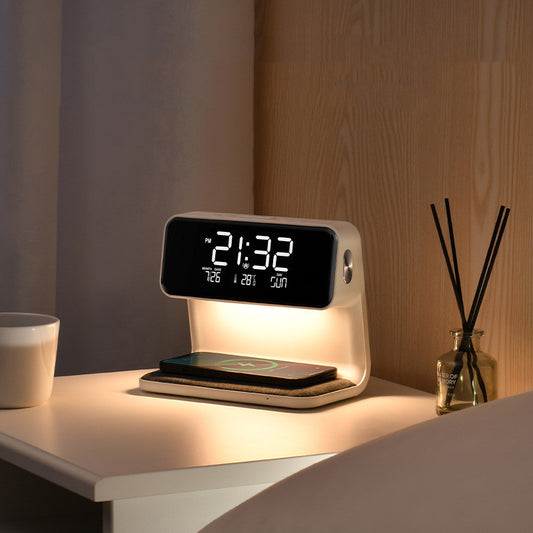 3-in-1 Bedside Lamp – Wireless Charger, Alarm Clock and Designer Night Light