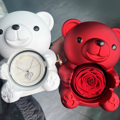 Rotating Gift Box Bear with Rose – Elegance and Originality for your Jewelry 🎁🌹