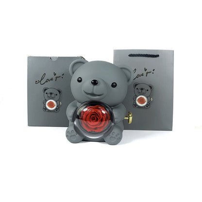 Rotating Gift Box Bear with Rose – Elegance and Originality for your Jewelry 🎁🌹