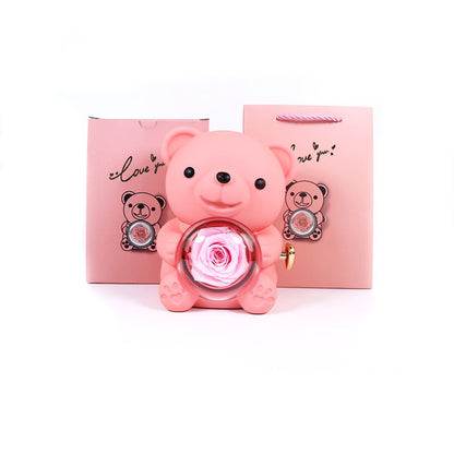 Rotating Gift Box Bear with Rose – Elegance and Originality for your Jewelry 🎁🌹