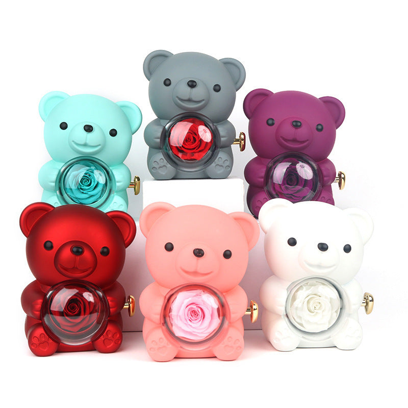 Rotating Gift Box Bear with Rose – Elegance and Originality for your Jewelry 🎁🌹