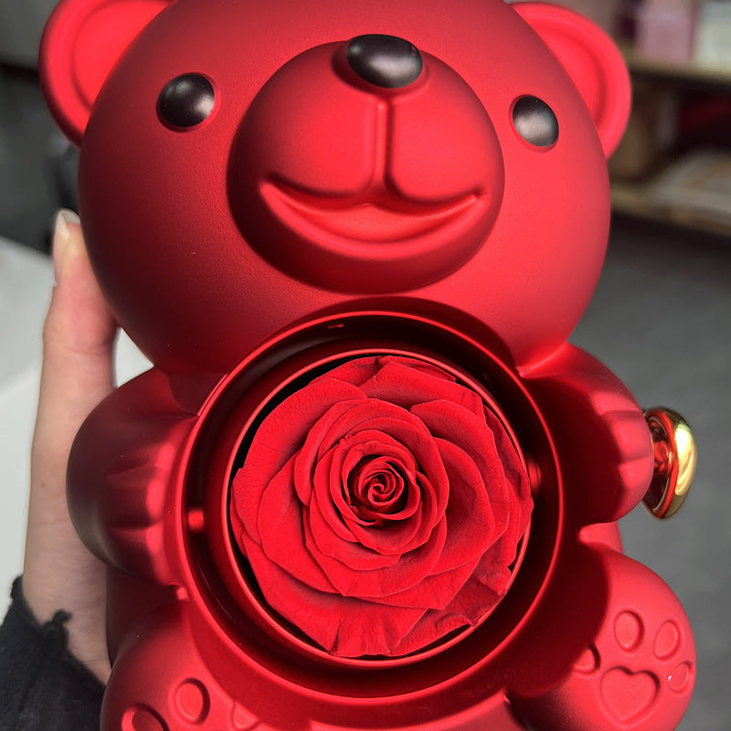 Rotating Gift Box Bear with Rose – Elegance and Originality for your Jewelry 🎁🌹